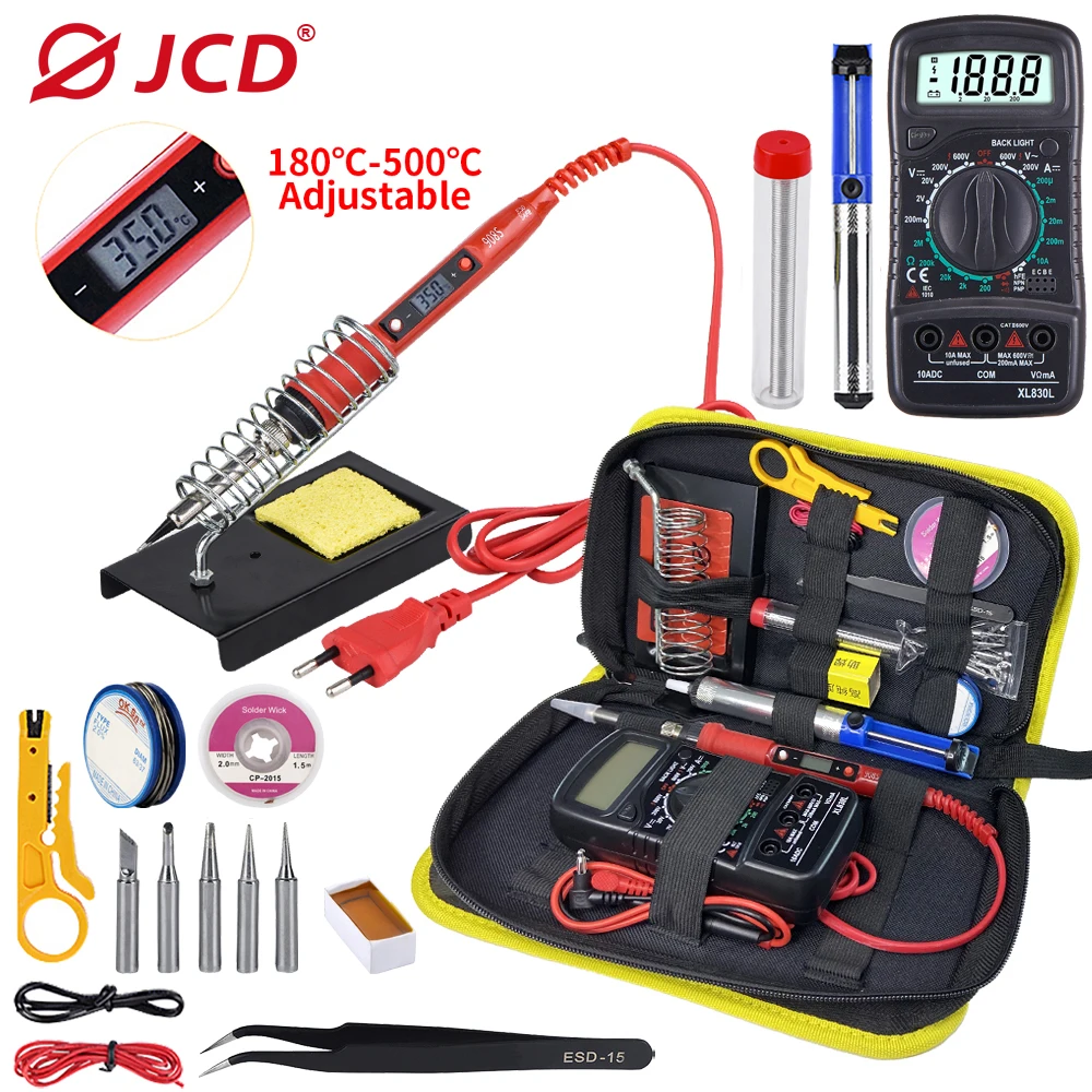 JCD 80W Digital Electric Soldering Iron Kit Temperature Adjustable 220V/110V Welding Tool Ceramic Heater Soldering Tips Rework