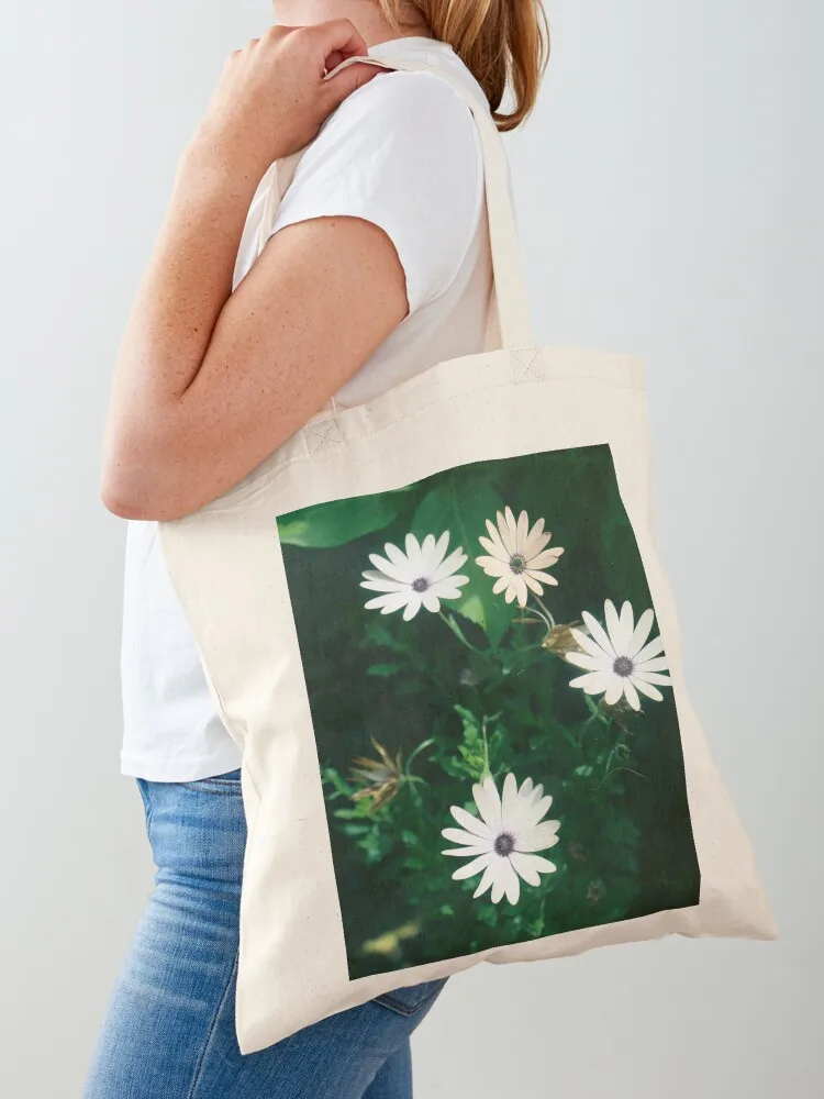 

. white purple flowers . Tote Bag woman shopping bag Lady bag eco folding Fabric