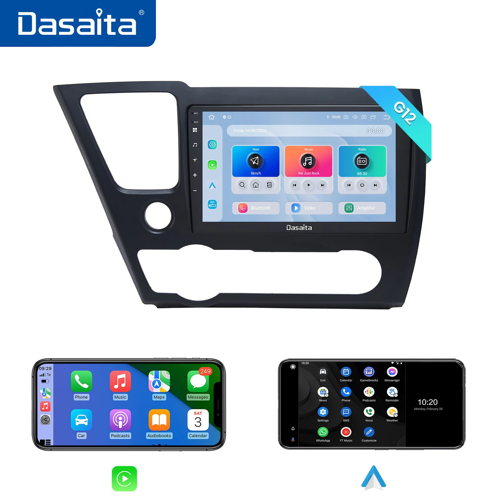 

Dasaita для Honda Civic 2012 2013 2014 Qualcomm 665 9-дюймовый QLED экран 8G + 256G Carplay Android авто радио автомобильная стерео мультимедиа GPS