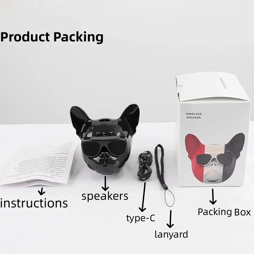 

Bluetooth Speaker Creative French Bulldog Design Your Portable Outdoor Bass Surround Sound Enhance Listening Experience Wireless