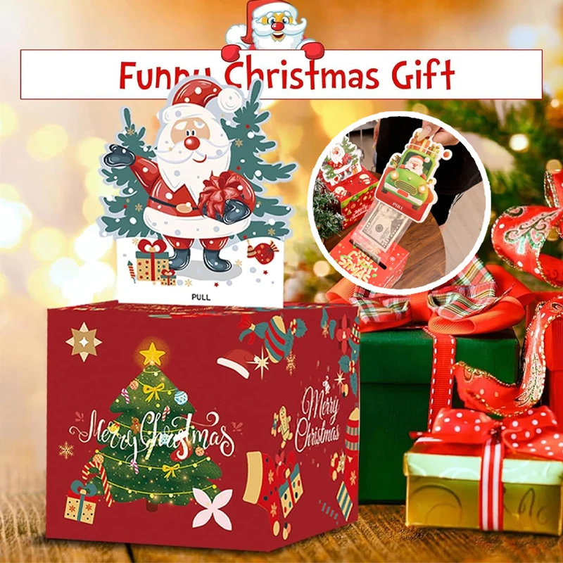 

Christmas Themed Money DIY Gift Box Surprise Cash Pull Out Box for Xmas Party Gathering Lucky Draw Decoration 2026 New Year