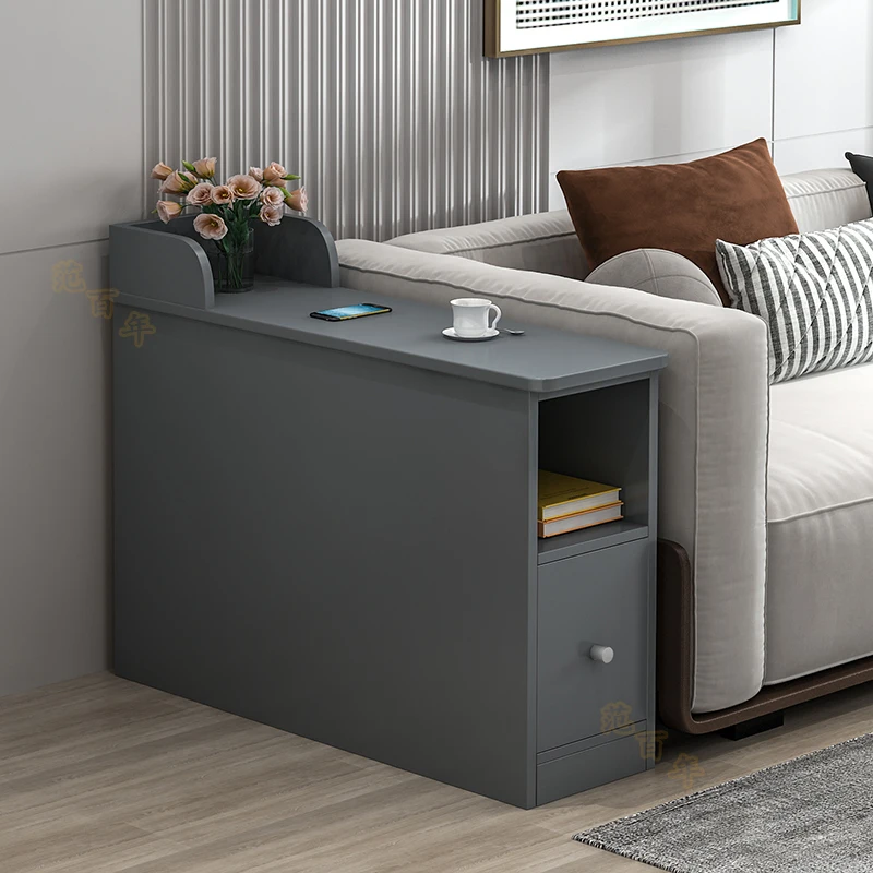 Luxury Solid Wood Ultra-Narrow Gap Sofa Side Cabinet Living Room Corner Nightstand Organizer Small Side Table Storage Solution