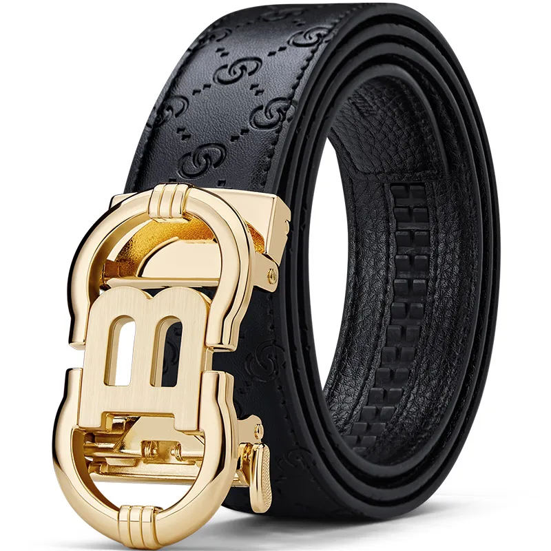 VANNANBA Designer Belts Men High Quality Leather Fashionable Luxury Ratchet Belts with letter “B”