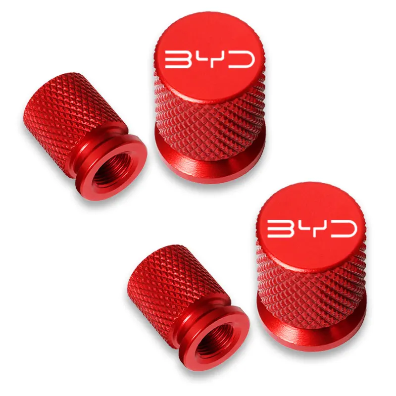 4pcs Aluminum Car Wheel Tire Valve Cap Covers For BYD Atto 3 Act 3 Tang F3 E6 Dmi Yuan Song plus EV2022 2023 Car Accessories