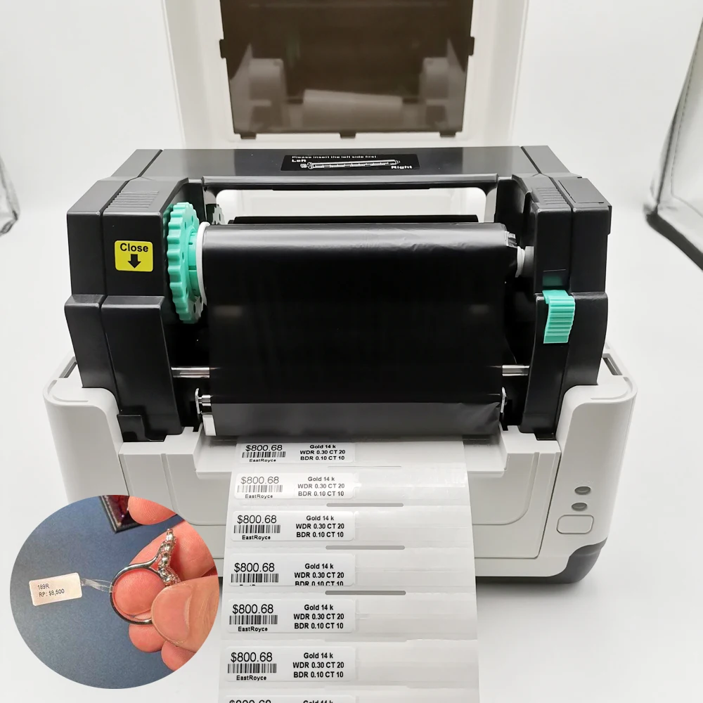 Imagem -02 - Impressora de Etiquetas de Jóias Impressora de Fita de Transferência Térmica Rato Cauda Etiqueta de Preço de Jóias 3.5 x 0.437 para Exibição e Embalagem de Jóias