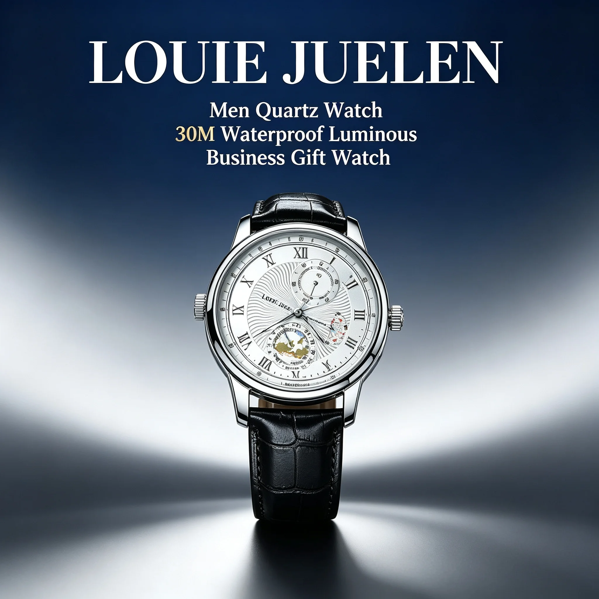 LOUIE JUELEN Multifunctional Men Quartz Watch Waterproof Luminous Fashion Sports Men Wristwatch