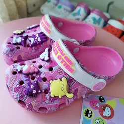 MINISO Sanrio Kuromi Hello Kitty Melody Cinnamoroll Kawaii Kids Cute Girls sandali pantofole per bambini scarpe da spiaggia antiscivolo per bambini