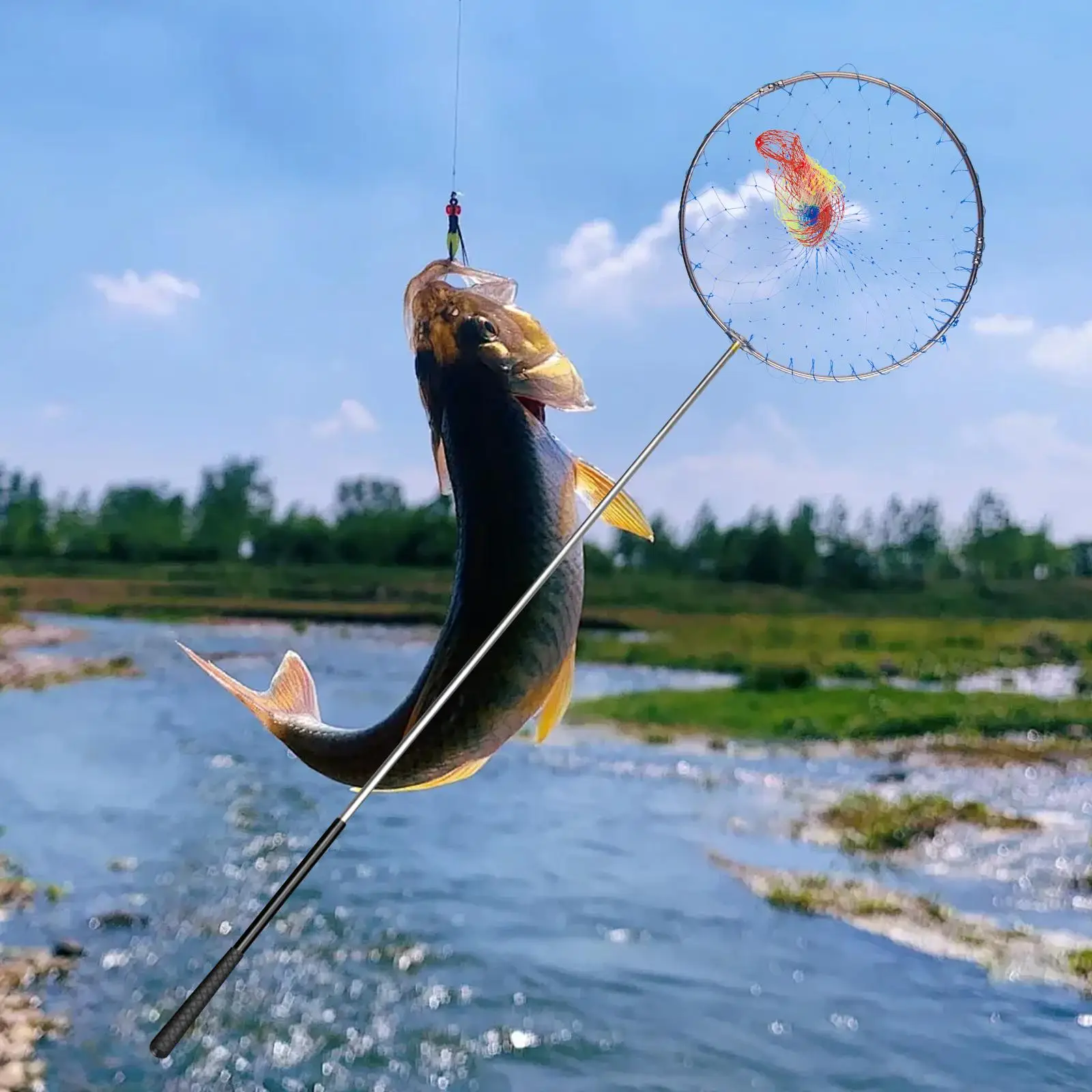 Canna telescopica per guadino da pesca, comoda, resistente all\'usura