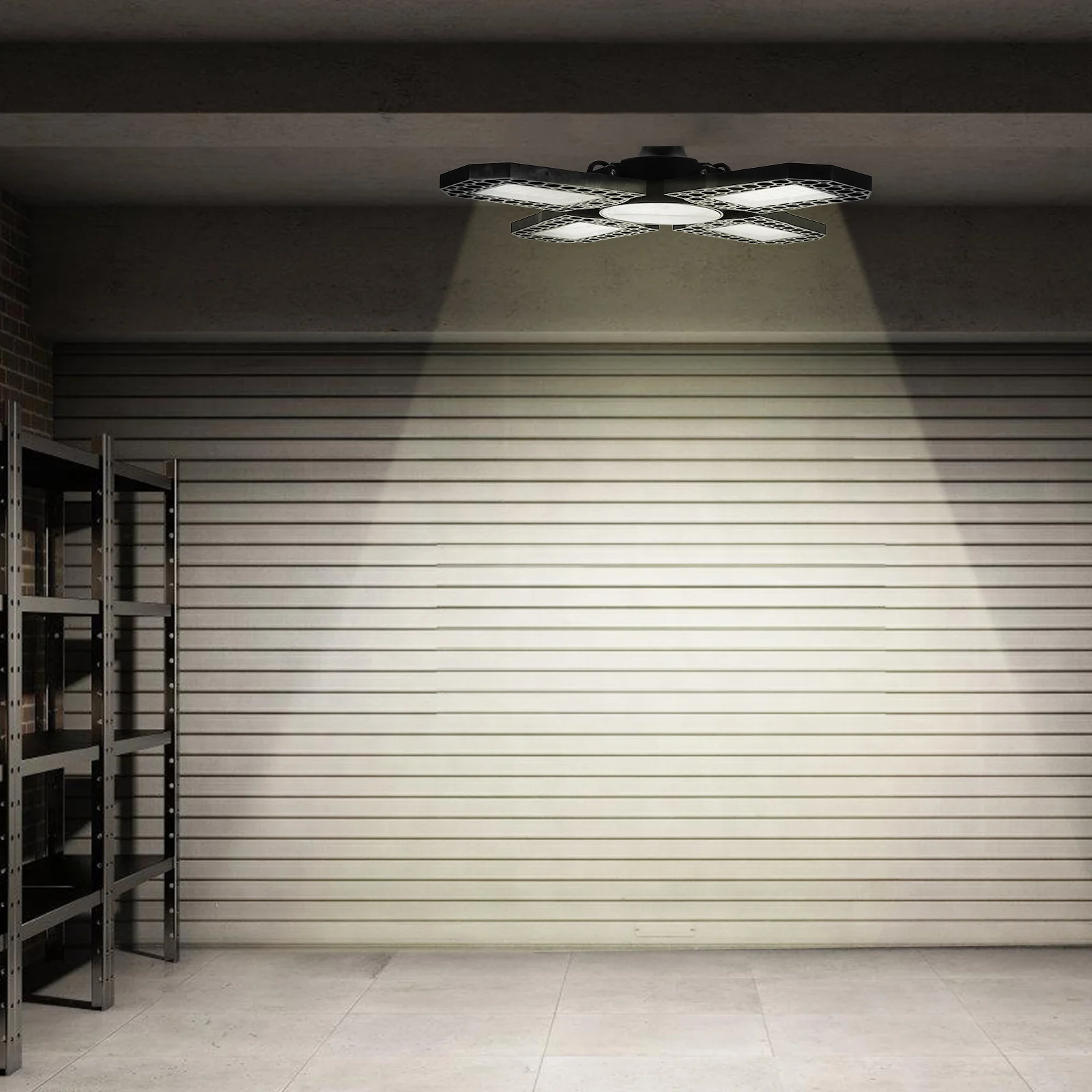 

1Pcs Folding Garage Ceiling Light Four Leaf Panels 100W Adjustable Angle Bright LED Lamp for Garage Workshop Yard