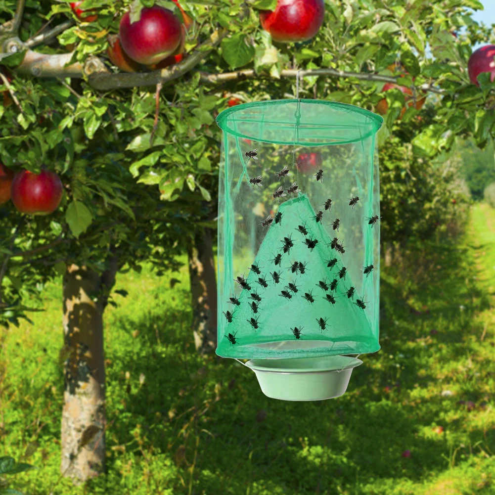 1-10PCS Reusable Hanging Fly Catcher Killer Flies Flytrap Cage Net Trap Pest Control Garden Hanging Flycatcher for Courtyard