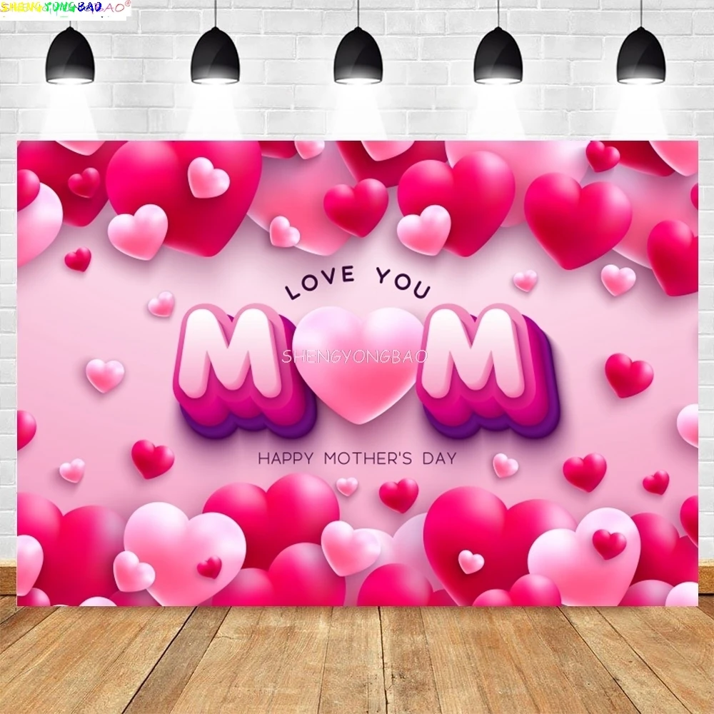 Hintergrund zum Muttertag, Pfingstrosen, Luftballons, Blumen, Liebesherz, beste Mutter, Party-Dekoration, Fotografie-Hintergrund, Studio-Requisite MD-06