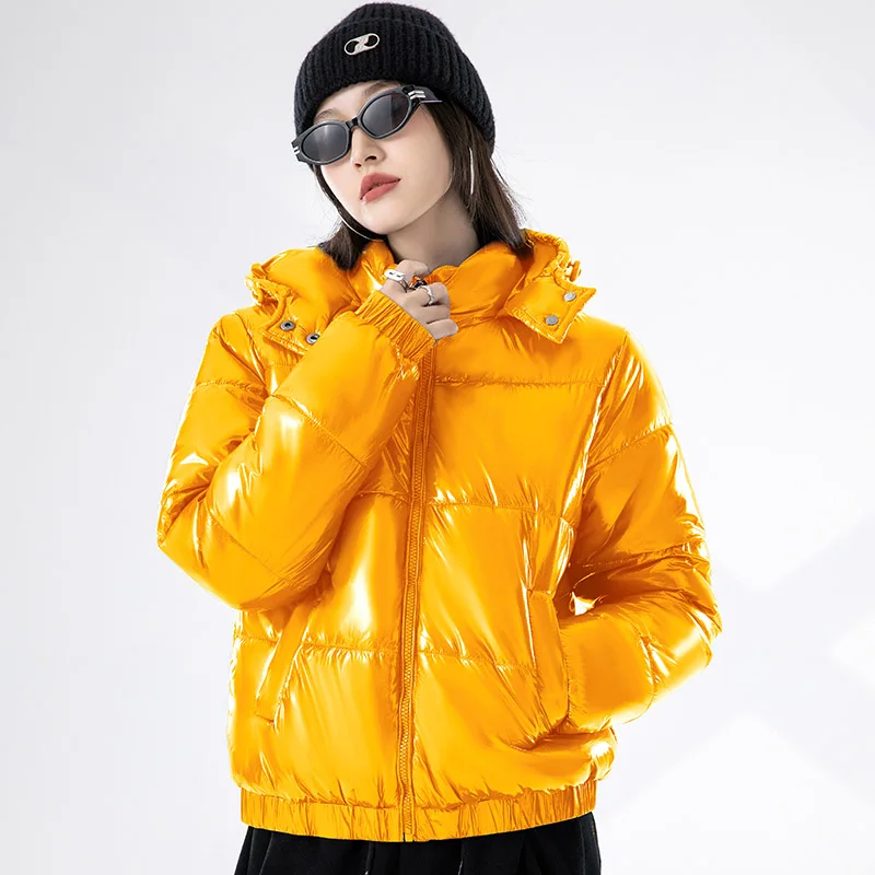 Women\'S 2024 New Korean Loose Hooded Coat Female Fashion Trends Leisure Bright Face Short Versatile Winter Cotton Padded Jacket