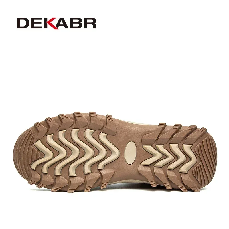 DEKABR-Bota de tornozelo de couro antiderrapante masculina, impermeável, luxuoso, quente, top alto, sapatos de trabalho, inverno, 39-48