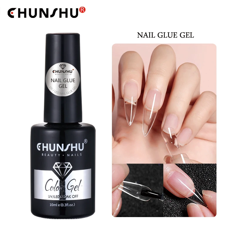 CHUNSHU Fake Nails Glue Gel 10ML French False Nail Tips Adhesive Tool Fast Extension Sticking Nail Art Need Dry By LED Nail Lamp