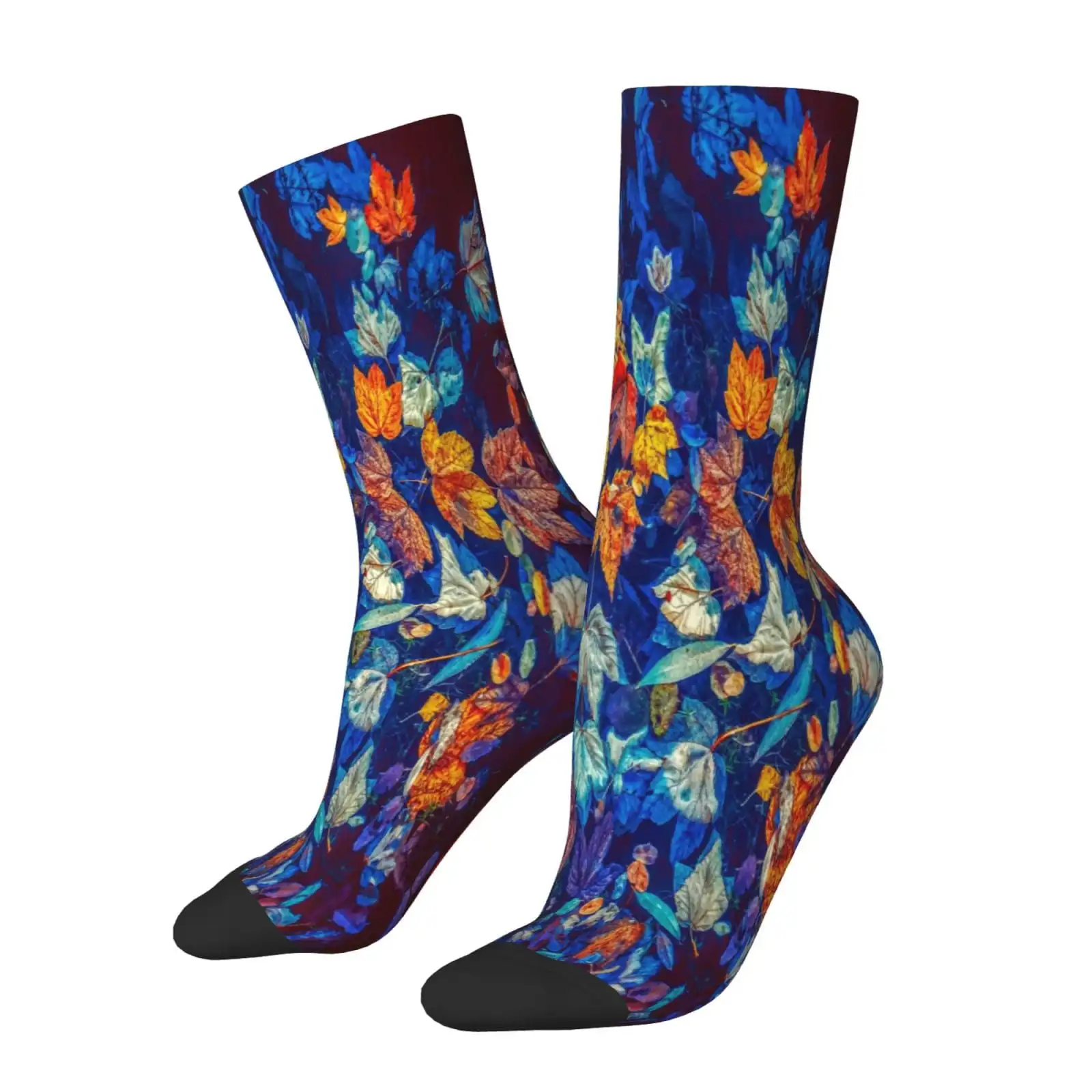 Colorful Fall Leaves Print Athletic Crew Socks for Men Women,Casual Crew Socks,Above Ankle Crew Socks