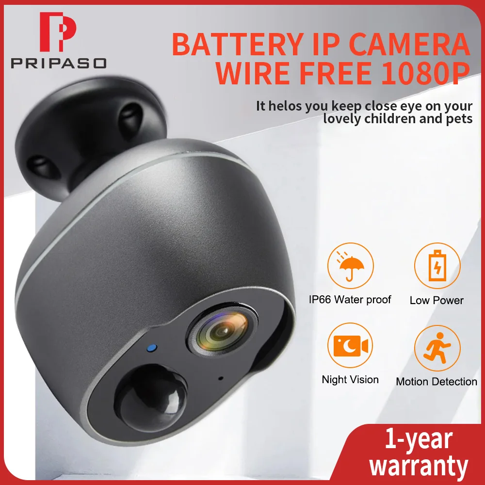 

IP-камера с аккумулятором и поддержкой облачного хранения, 1080P, Wi-Fi