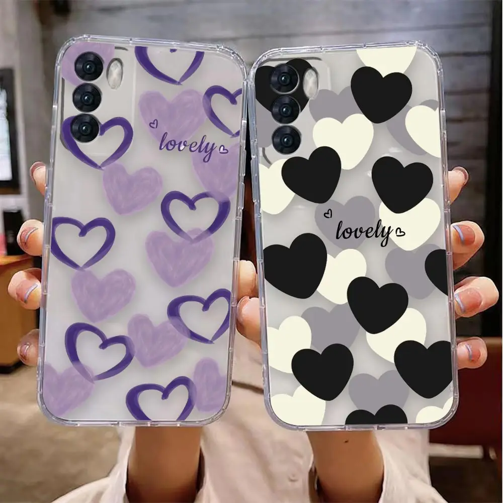 Clear Phone Case For VIVO Y32 Y33S Y50 Y51S Y52S Y53S Y55S Y95 Y97 V20 V21 5G 4G Case Funda Coque Capa Shell Cover Love Heart