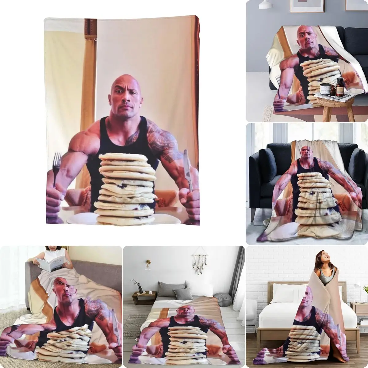 Dwayne Johnson Ultra-Soft Micro Fleece Blanket Autumn Flannel High-Grade Faux Fur Throw