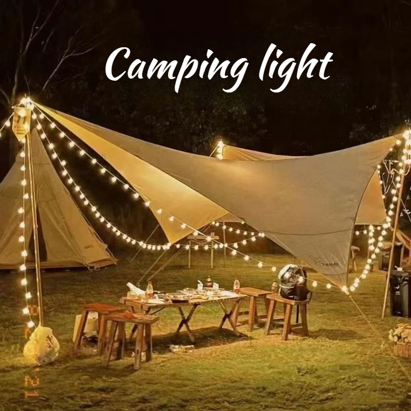 Outdoor Solar Decorative Light Portable Courtyard Lightweight Durable Long String Camping Light Outdoor Bright Camping Supplies