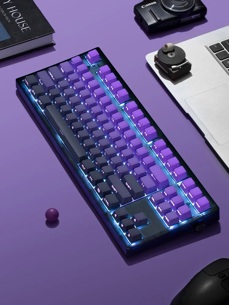 Imagem -04 - Abdominal Espírito Mk870 Teclado Mecânico sem Fio Gás Roxo Esculpido a Partir do Leste para o Lado do Produto Acabado Vper