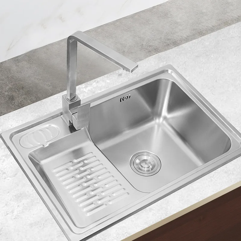 

Balcony laundry pool with rubbing plate single slot household 304 stainless steel laundry sink thickened on and off the stage la