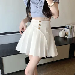 Black Pleat Skirts for Woman White High Waist Pleated Mini Clothes Short Kawaii Cute Women's Skirt Aesthetic Cheap Summer 2024 V