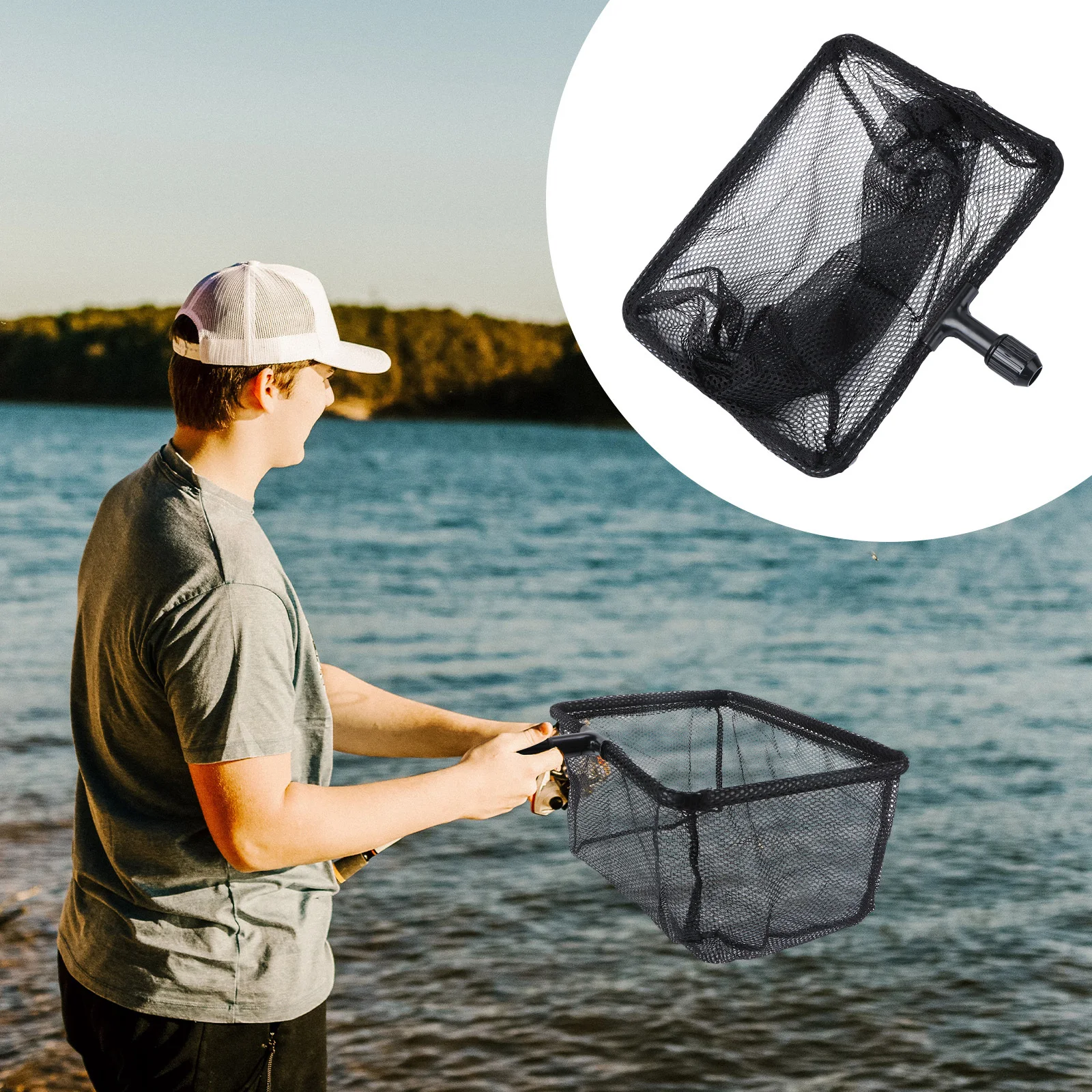 

Fishing Landing Net Telescopic Extendable Nylon Mesh Plastic Pole Handle Durable Ergonomic Skid-Resistant Catch Tool for Lakes
