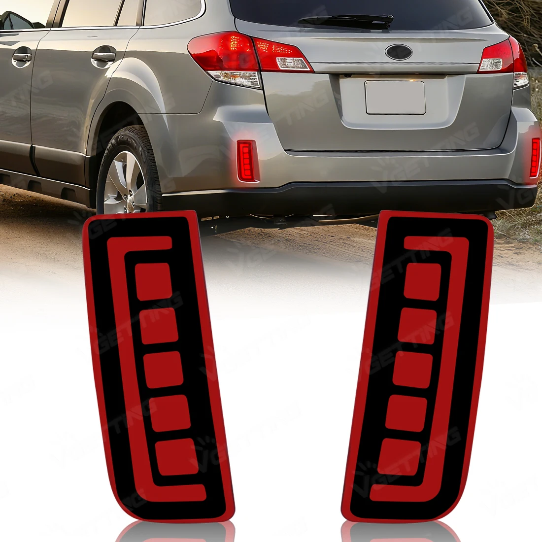 LED Rear Bumper Reflectors Lamp For Subaru Outback US Version 2010 2011 2012 2013 2014 Turn Signal Brake Tail Light Accessories