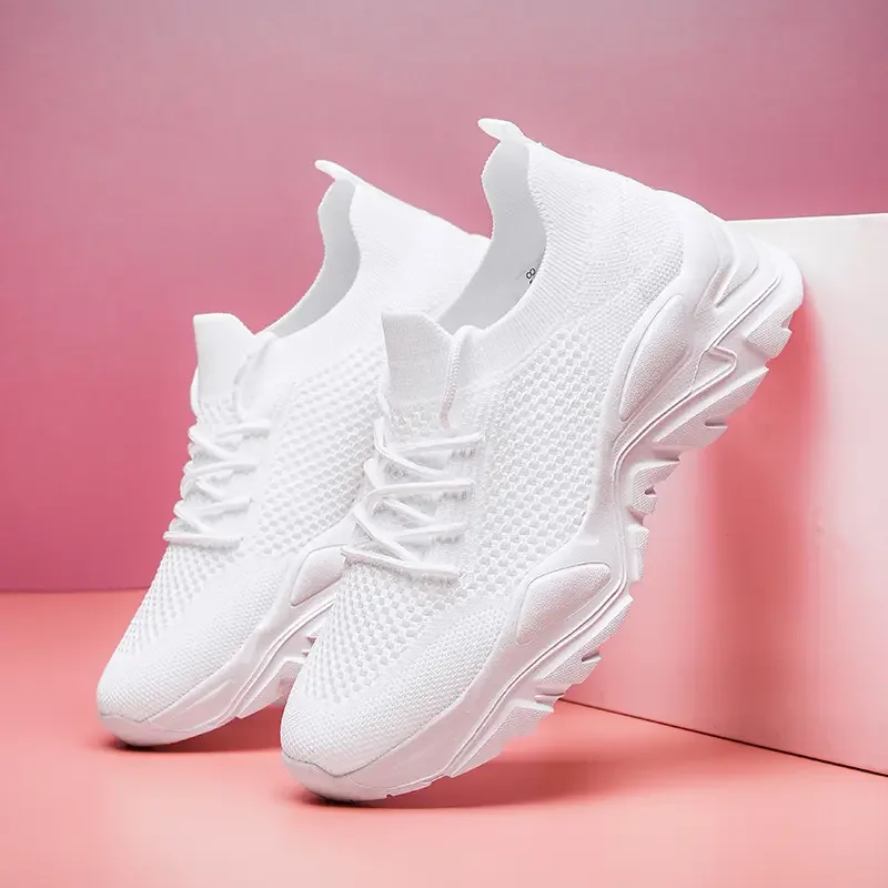 New Women Platform Sneakers Breathable Mesh Female Cozy Knit Sports Shoes Slip-on Fashion Ladies Tennis Shoes High Quality image 2