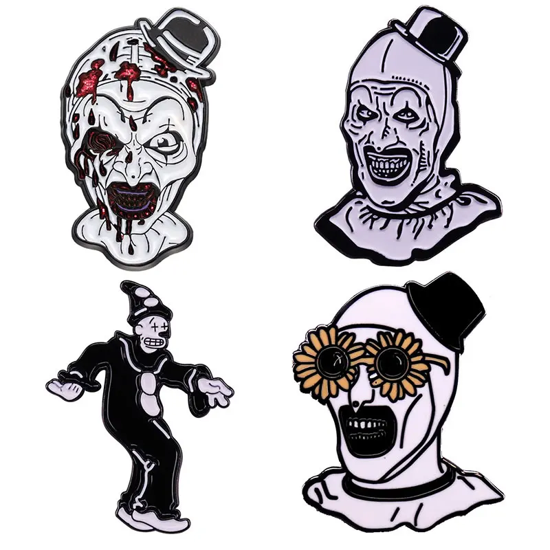 Art Clown Cartoon Enamel Pins Halloween Horror Metal Brooch Badge Fashion Jewellery Clothes Hat Backpack Accessory Gifts