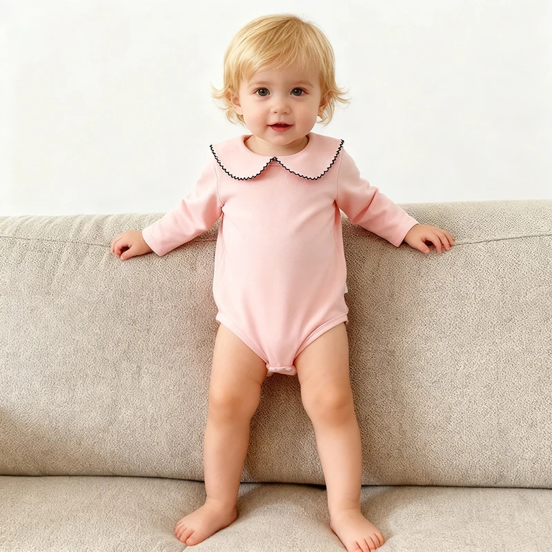 

Весенний комбинезон для маленьких мальчиков и девочек, однотонный комбинезон с длинными рукавами для новорожденных, хлопковый комбинезон для маленьких девочек, детская одежда