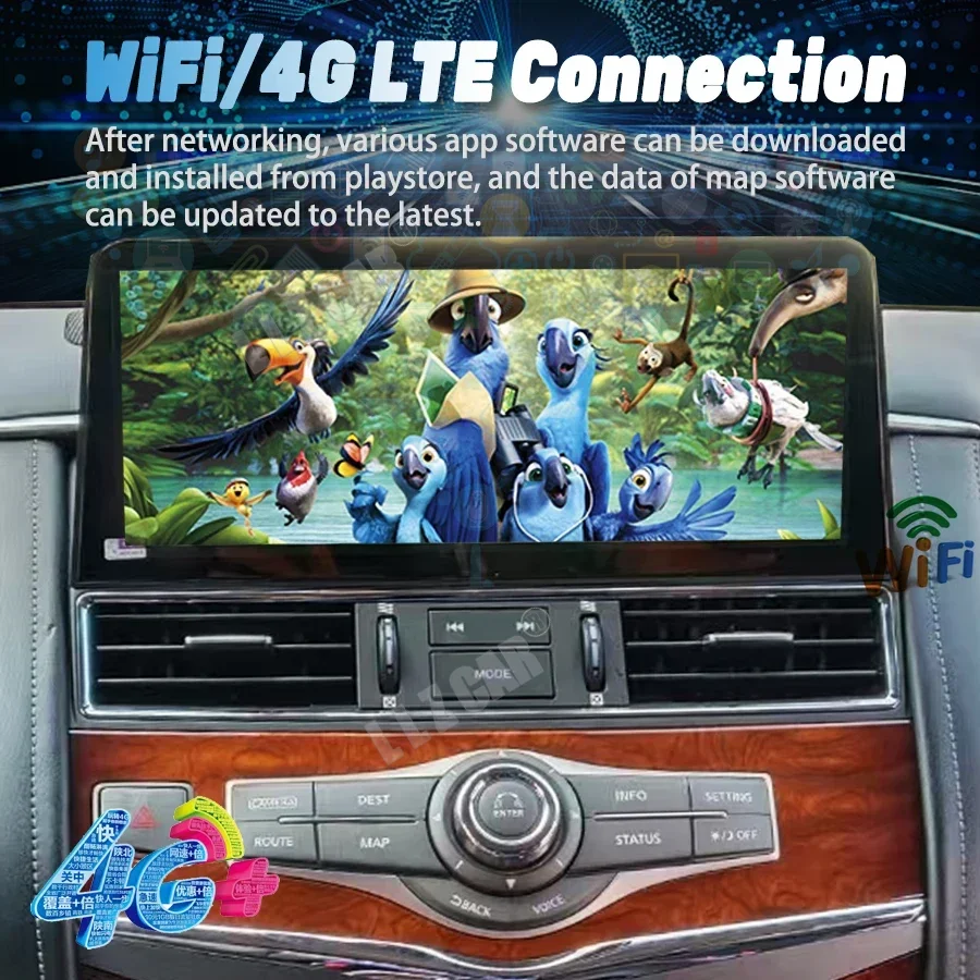 A 12.3 Inch Android 13 Car Radio For Nissan Patrol Y62 Infiniti QX80 QX56 Octa-Core 128G GPS Navigation BT/WiFi Wireless CarPlay