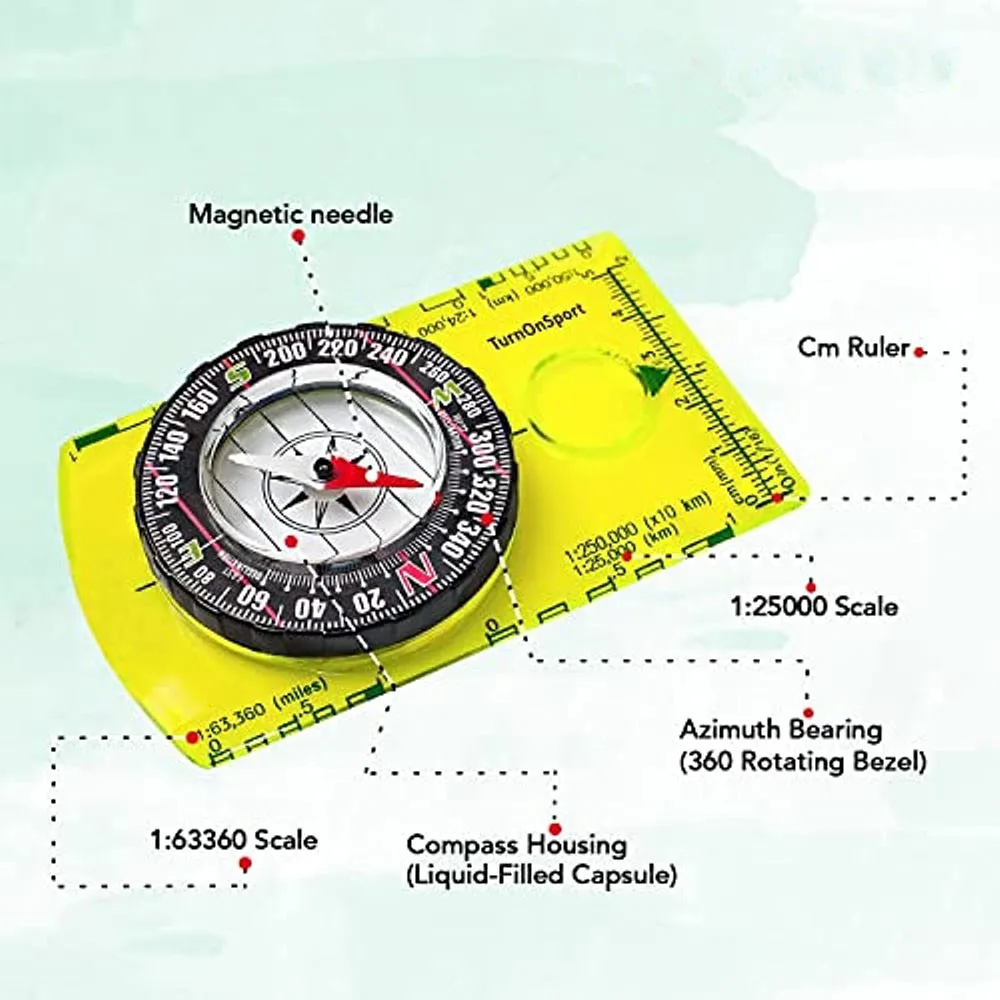 Orienteering Compass Map Scale Hiking Backpacking Camping Navigation Professional Field Compass for Map Reading Survival Gifts