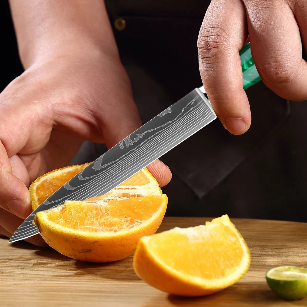Faca de utilidade de cozinha multiuso, lâmina super afiada, 5 ", cozinheiro chefe pequeno, corte, fatiando, fruta, legumes, carne