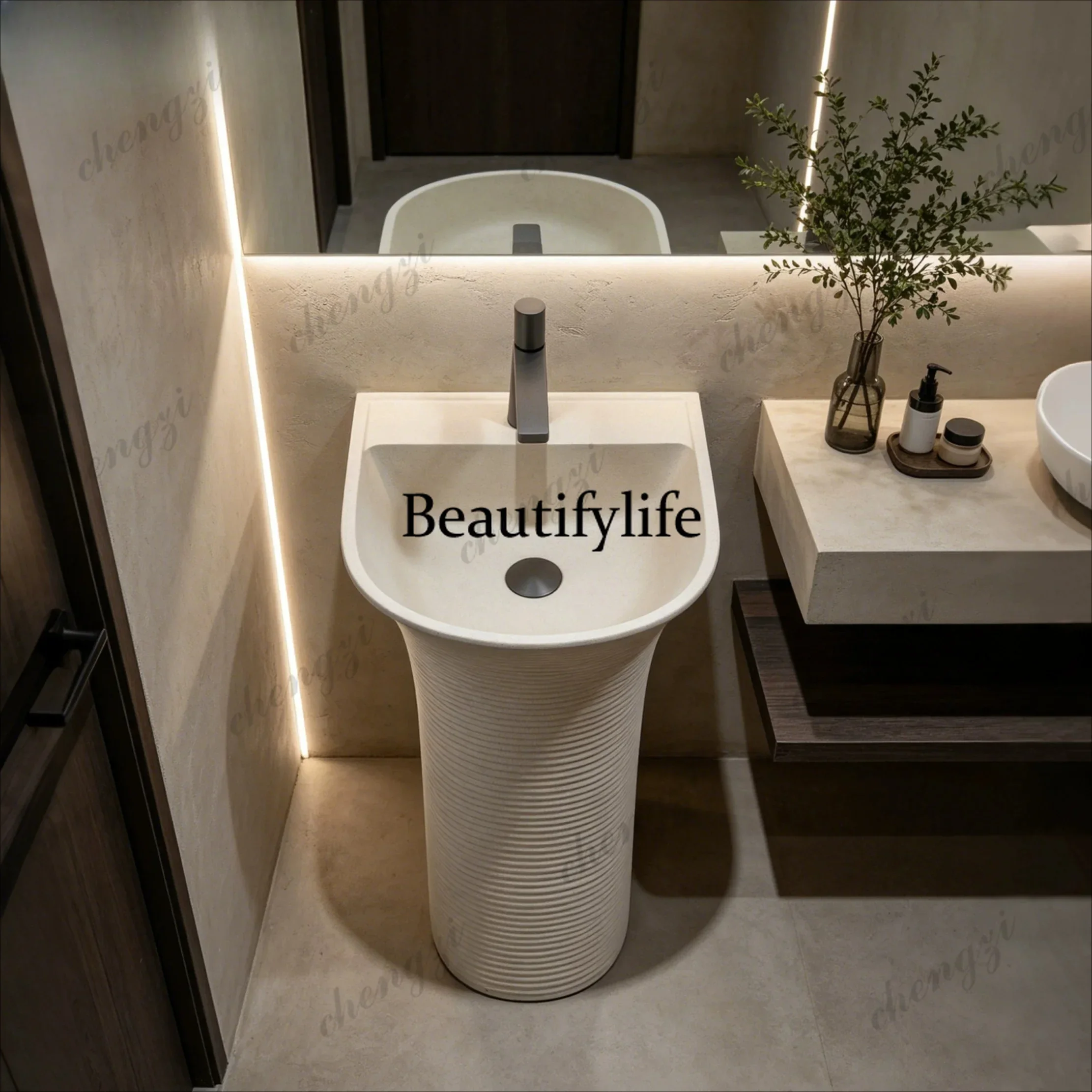 Small apartment column basin integrated floor-to-ceiling wash basin Japanese-style creative home hotel B & B Wabi Sabi balcony