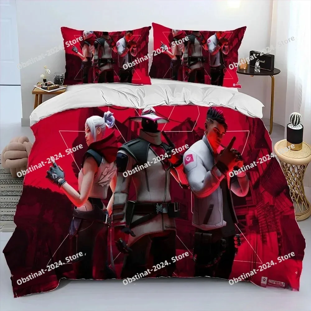 

3D VALORANT Game Gamer Cartoon Comforter Bedding Set,Duvet Cover Bed Set Quilt Cover Pillowcase,king Queen Size Bedding Set Kid