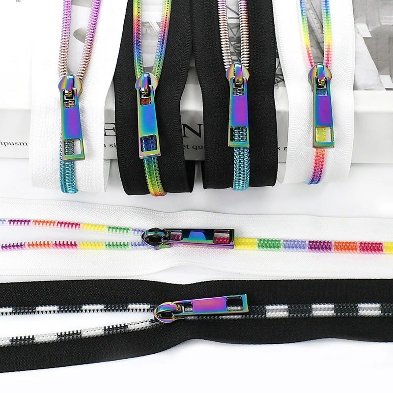 5 #   شريط نايلون بسحاب على العداد سحابات ملونة منزلق لإغلاق الخياطة السحابات المؤشر استبدال أكياس مجموعات إصلاح الرمز البريدي الزخرفية