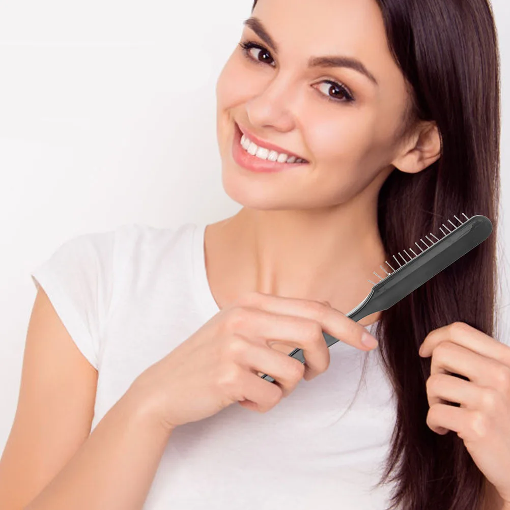 

3 шт. расчески с подушкой безопасности для укладки волос, парикмахерской, массаж кожи головы, распутывающая расческа с острым хвостом, гладкие стальные зубы, натуральные