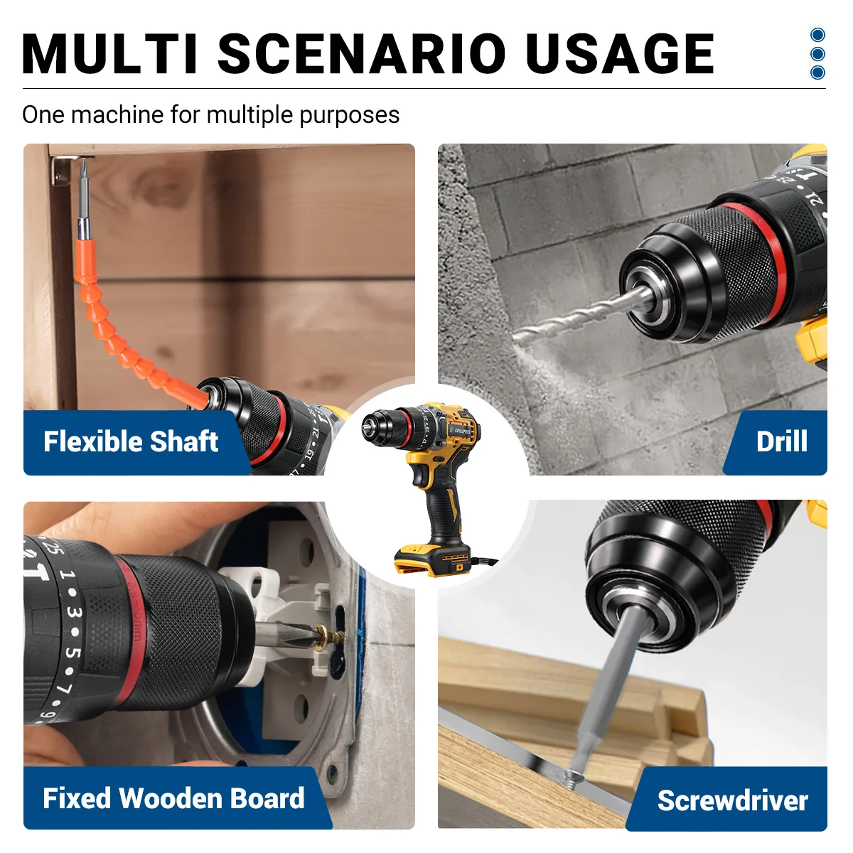 Drillpro-ブラシレス充電式電動ドリル,インパクトドライバー,2スピード,48n.m,デウォルト用電動ドライバー,20vバッテリー