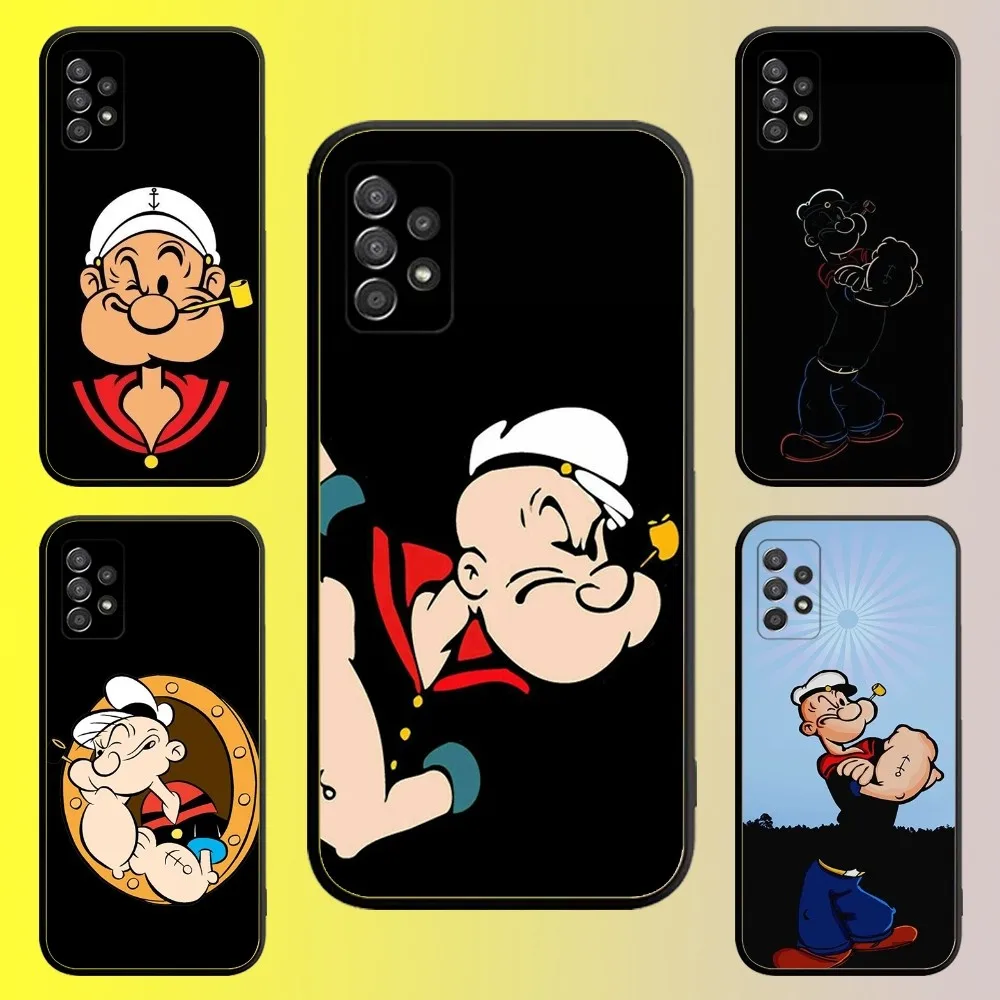 P-Popeye the S-Sailor Phone Case For Samsung Galaxy A13,A21s,A22,A31,A32,A52,A53,A71,A80,A91 Soft Black Shell