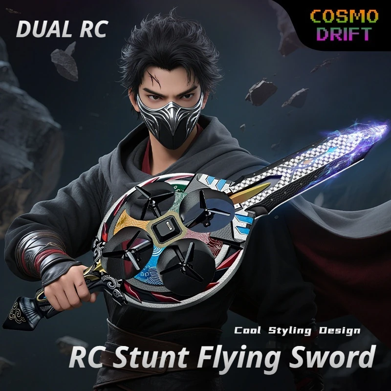 JJRC 2.4G RC Flying Sword Drone with LED Lights Gesture Control Dual Mode Stunt Aircraft Hovering Toy for Kids Boys Gift