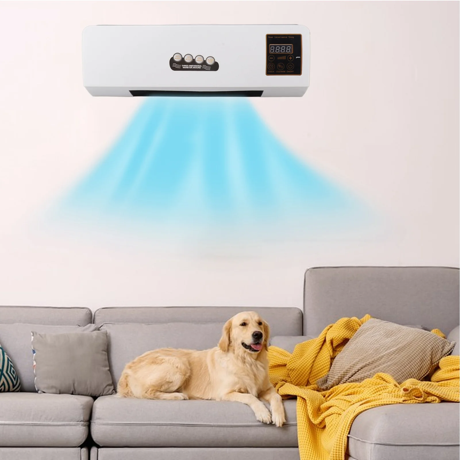 Wall Mounted Heater and Cooler Combo 2 in 1 Wide Coverage 2000W Power Low Noise Electric Heater Air Conditioner for Bedroom