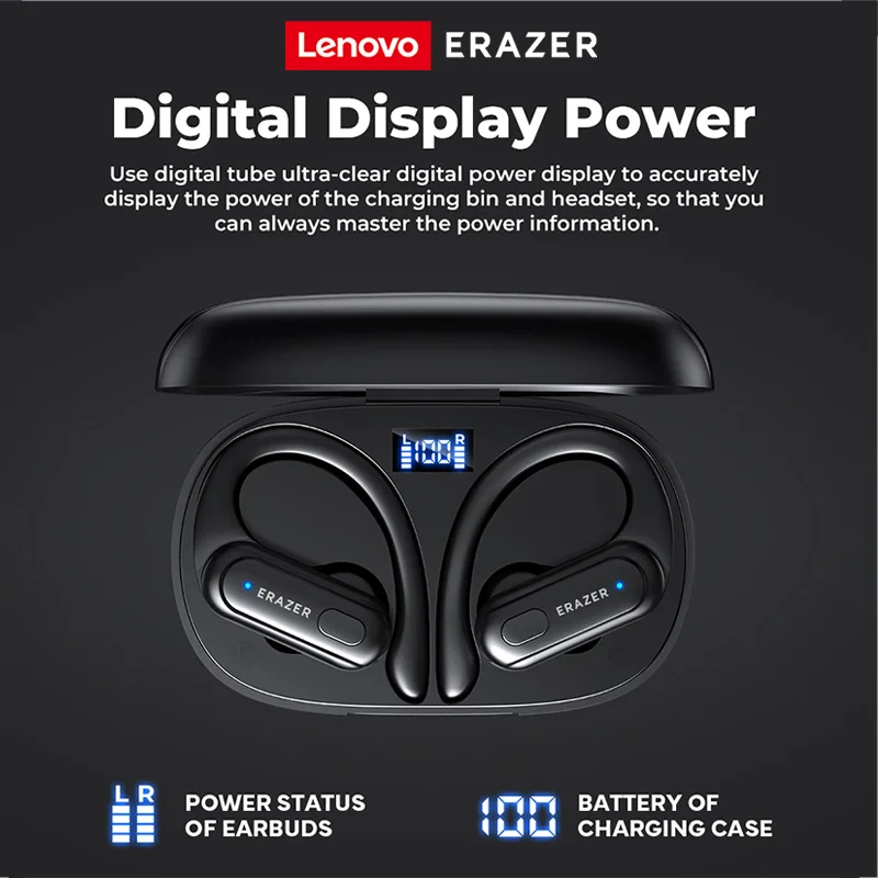 Lenovo ERAZER XT60 PRO Wireless Headphones Sports Earphones Bluetooth 5.3 Waterproof Headsets Noise Reduction HiFi Stereo Sound