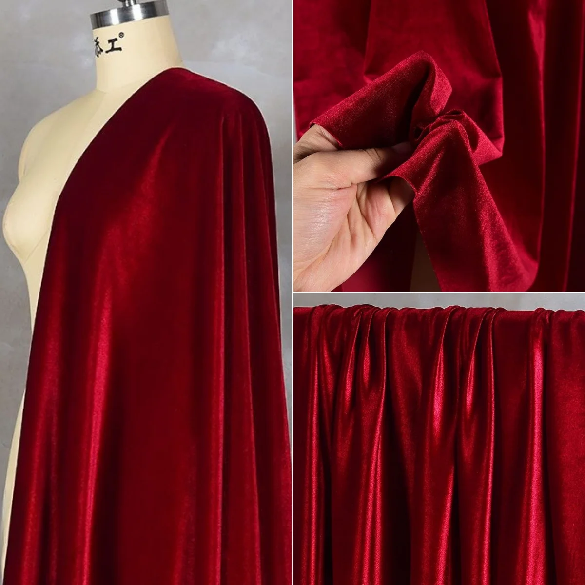 Solid color soft four sided elastic velvet fabric gold velvet sewing cheongsam fashion dress fabric, priced by meter DIY fabric