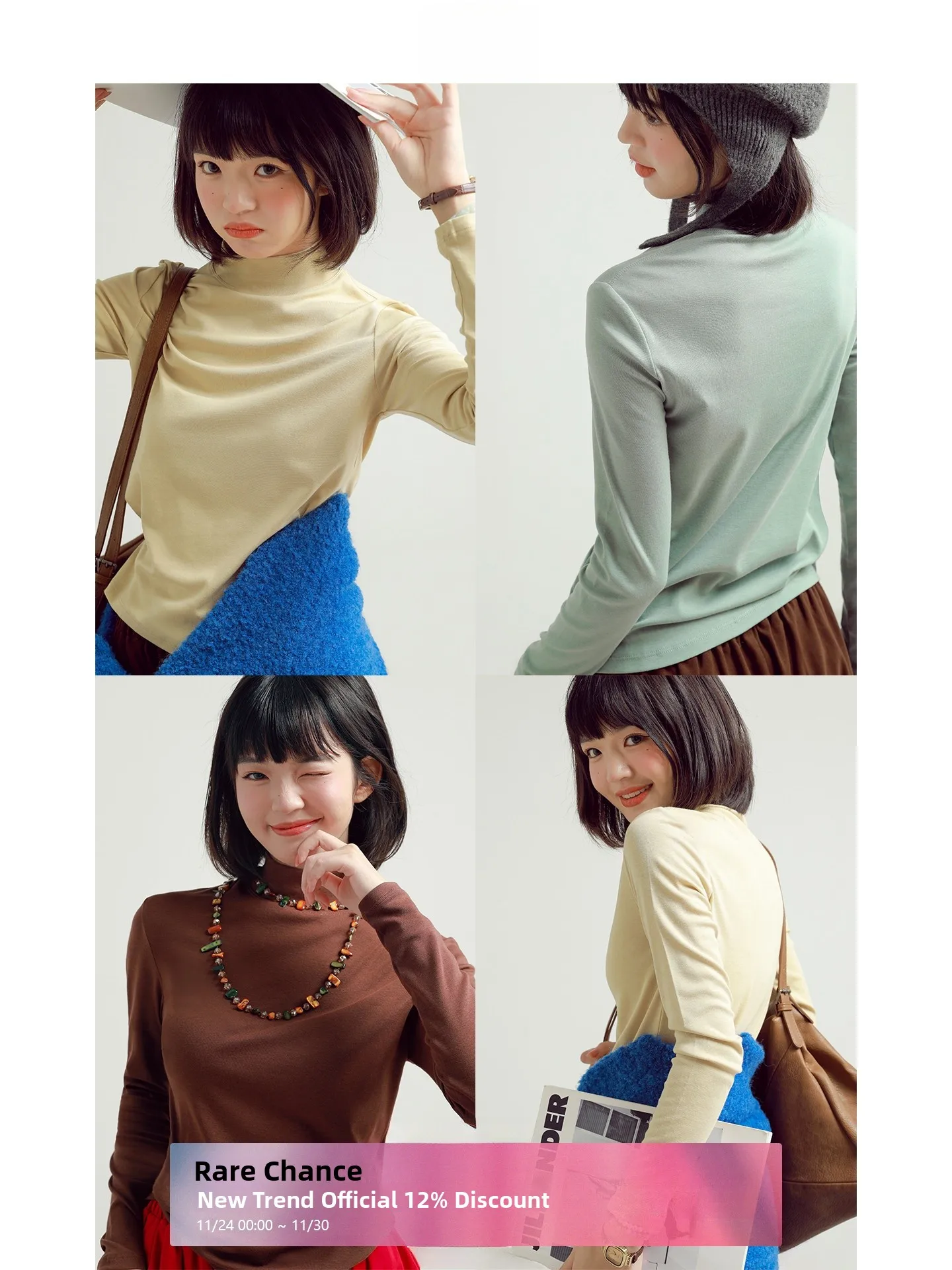 

Rare Probabili Warm Barrier f High Collar Woolen Knitted Top Women's Slim Fit Inner Wear Casual Sle Long Sve Base S...