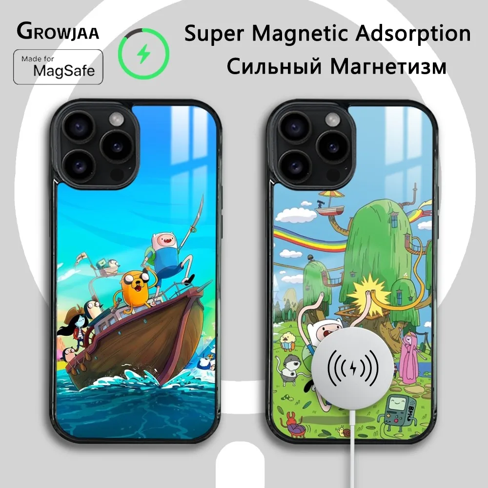 Funny A-Adventure Cartoon T-Time Magnetic Phone Case For iPhone 15 14 13 12 11 Pro Max Plus Mini Mirror Wireless Magnetic Cover