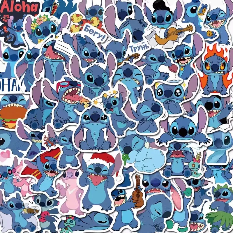 Periféricos de personajes de dibujos animados de Disney Stitch, pegatinas decorativas bonitas Kawaii, pegatinas de grafiti impermeables DIY, juguetes al por mayor