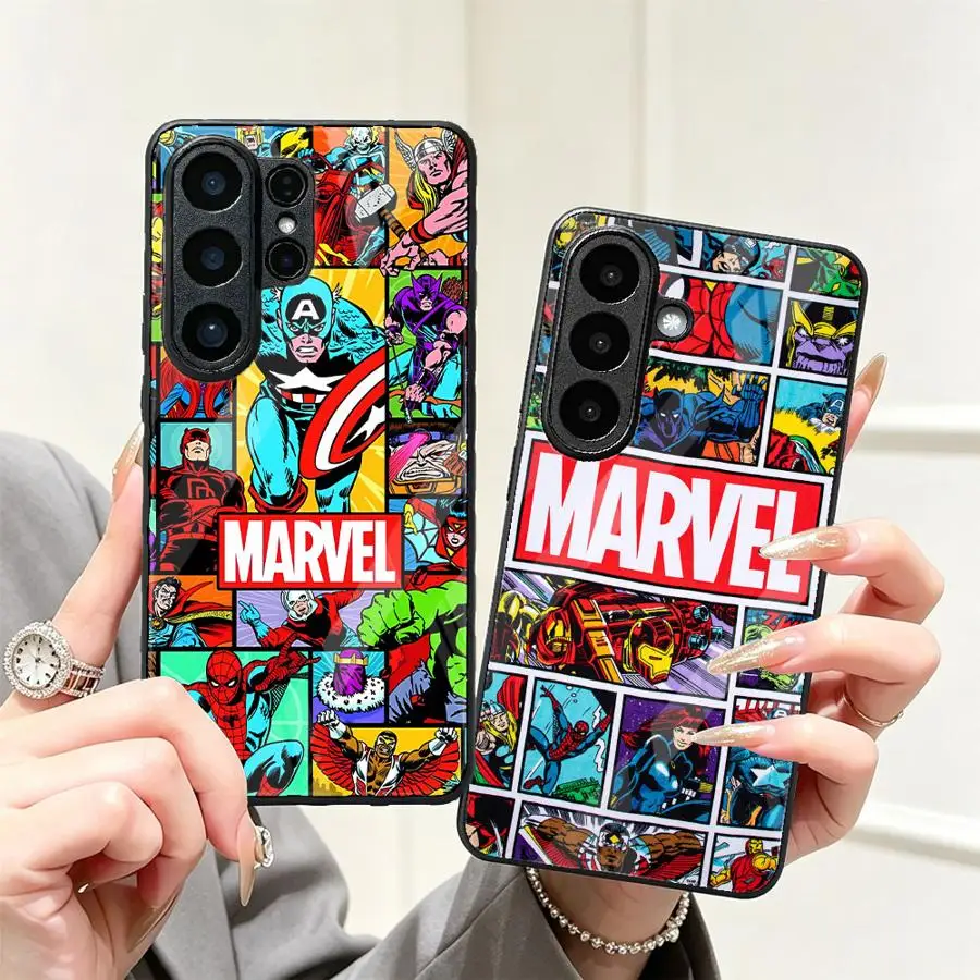 Glass Case for Samsung Galaxy S26 Ultra S26+ S21 S25+ S23+ 25 Edge S24+ 24 Plus S22 S20 S23 FE Phone Cover Cartoon Comics