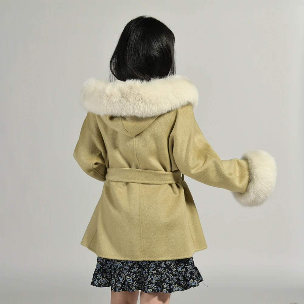 Jxwatcher 양면 울 코트 리얼 폭스 퍼 2025 가을 겨울 패션 후드 코트 여성 패션 루즈 스타일 재킷 신상품