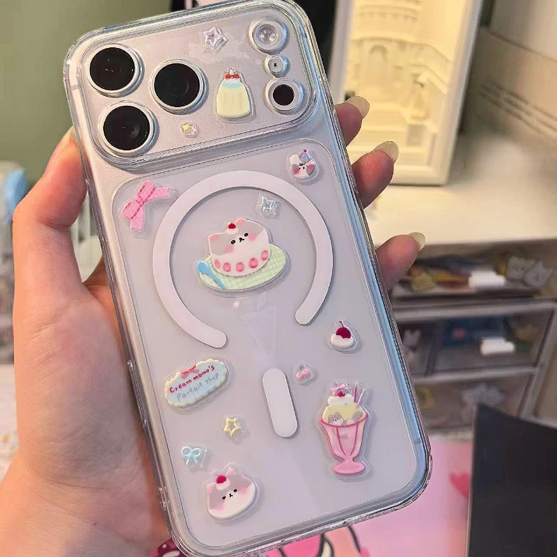 Cute Cartoon Sweety Cat Jelly Relief Stickers Girlish 3D Epoxy Resin Decal for Phone Case Tablet Camera Kawaii Kitten Decoration view 6